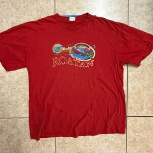 Vintage‎ Roatan Honduras T Shirt Graphic Print Travel Souvenir Red